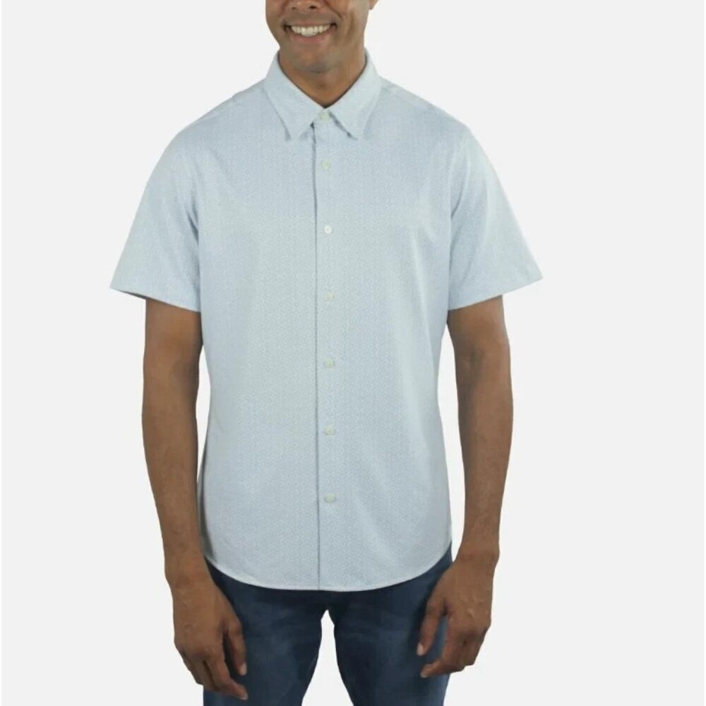 NEW Jachs New York Men's Size S Short Sleeved Button up Shirt Printed Stretch